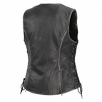 Women’s Gun Pocket Fashion Leather Vest