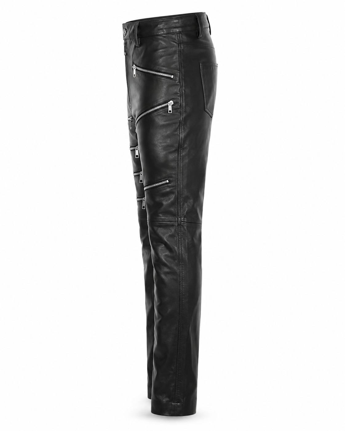 Echtes Leder Lammfell Hose Schwarz
