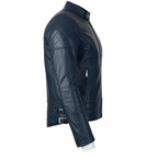 Herren-Motorrad-Lederjacke, Blau