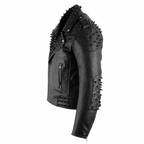 Herren schwarze genietete Leder Bikerjacke