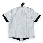 Police style men’s white leather shirt for statement fashion and premium styling