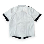 Men’s white leather uniform style shirt with front buttons and tailored look