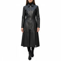 Damen Gothic Vampir Leder Trenchcoat