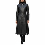 Damen Gothic Vampir Leder Trenchcoat