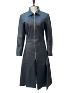 Damen Gothic Vampir Leder Trenchcoat