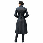 Damen Gothic Vampir Leder Trenchcoat