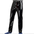 Men’s Black Vinyl Trousers Red Stitching Riders Republic UK Back View