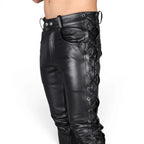Men’s Black Lace-Up Leather Pants from Riders Republic UK