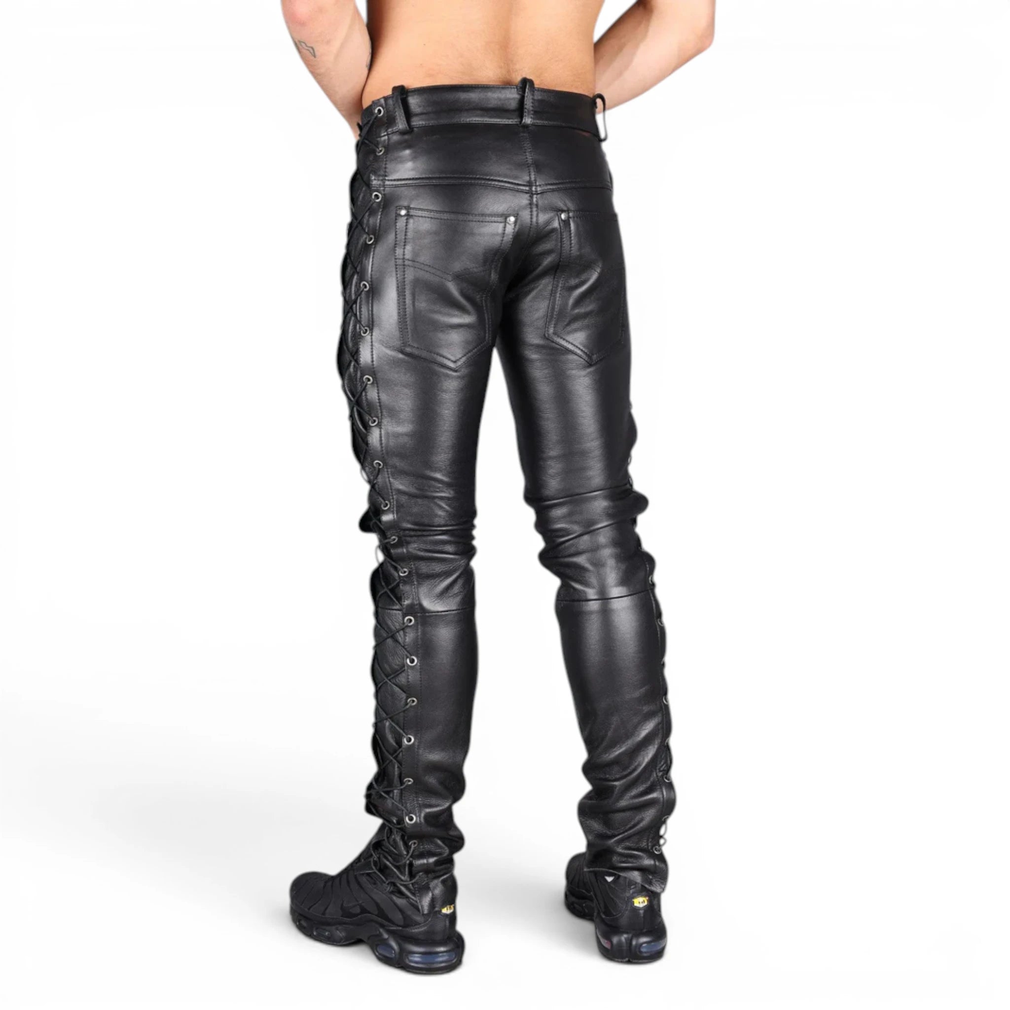 Men’s Black Lace-Up Leather Pants from Riders Republic UK
