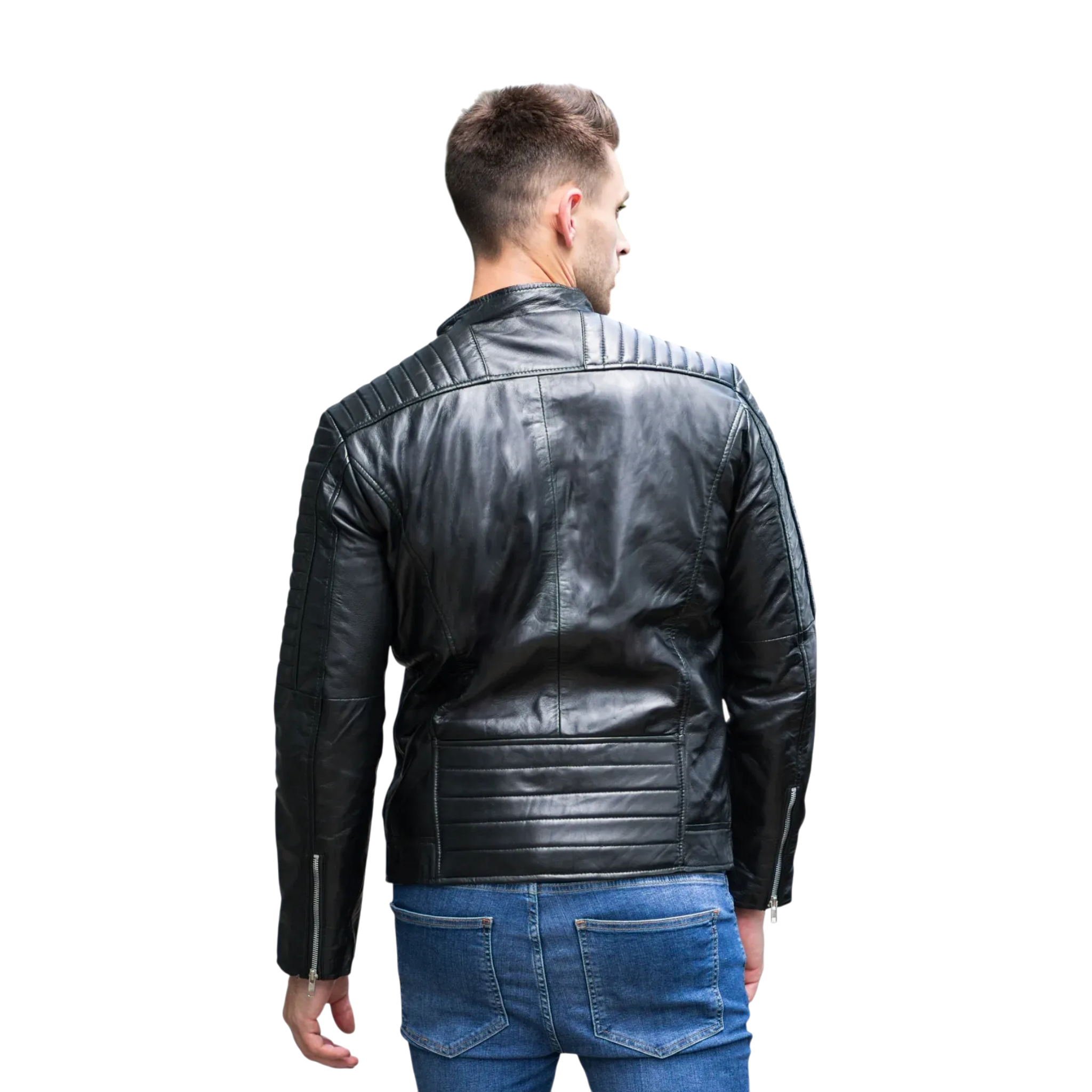 Schwarze modische Lederjacke für Herren