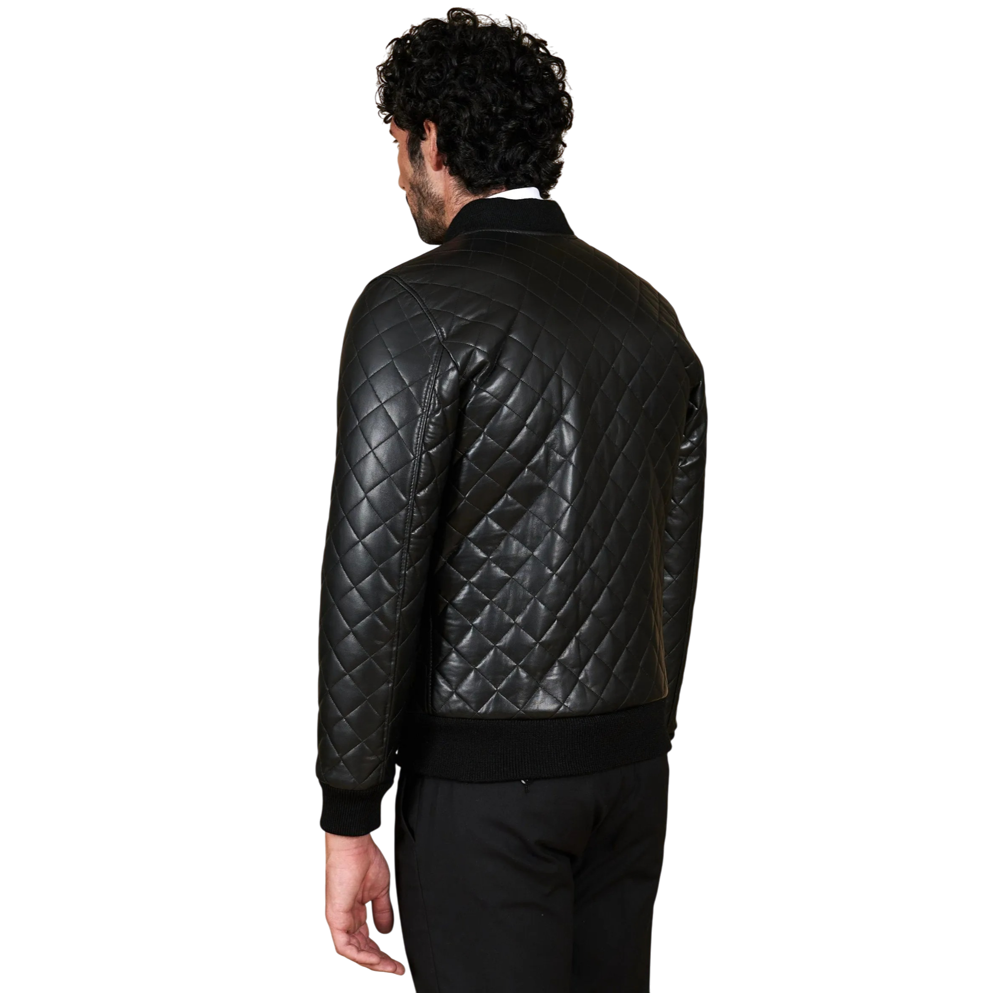 Schwarze Slim Fit Lederjacke für Herren