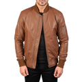 Men’s Brown Leather Bomber Biker Jacket