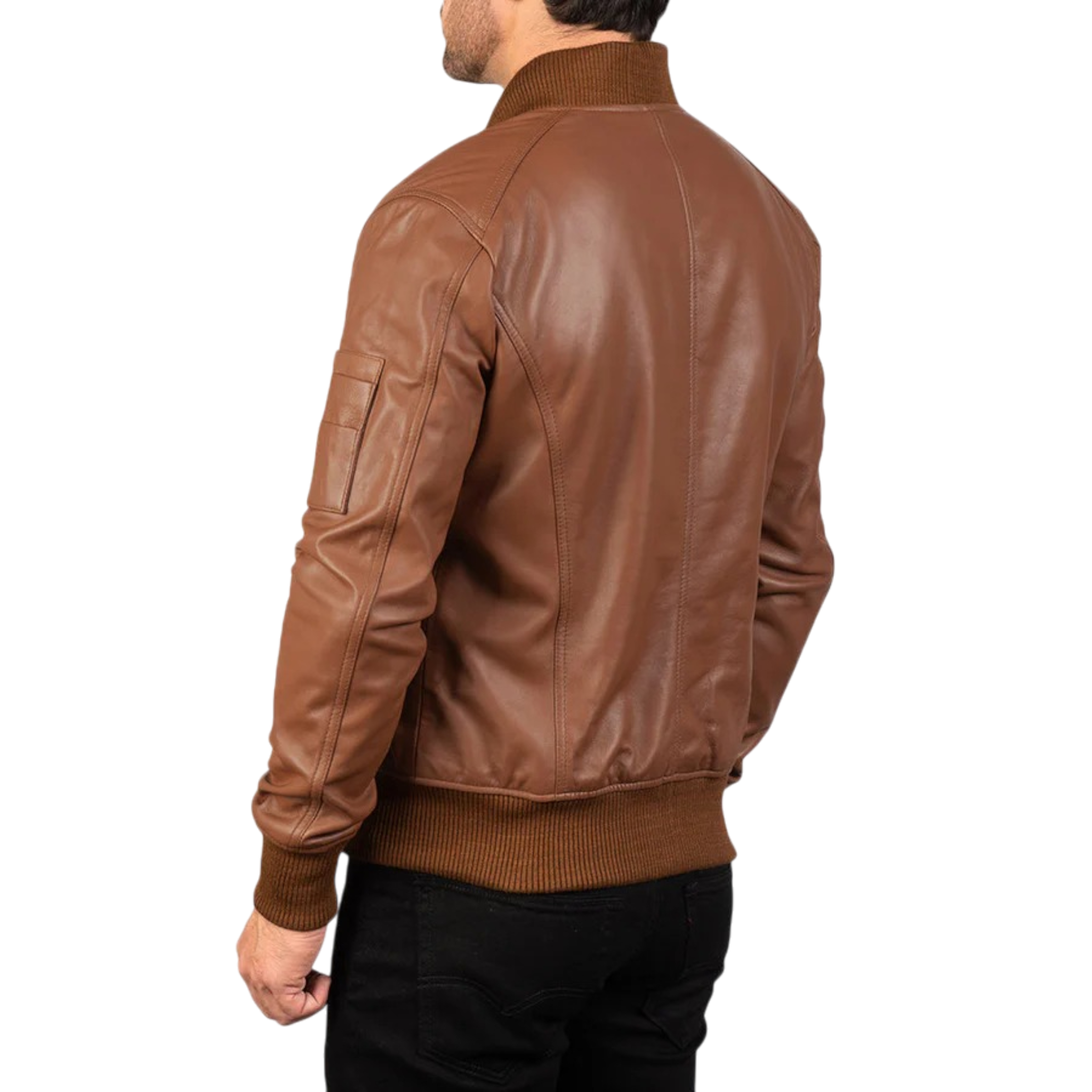 Braune Bomber-Bikerjacke aus Leder für Herren
