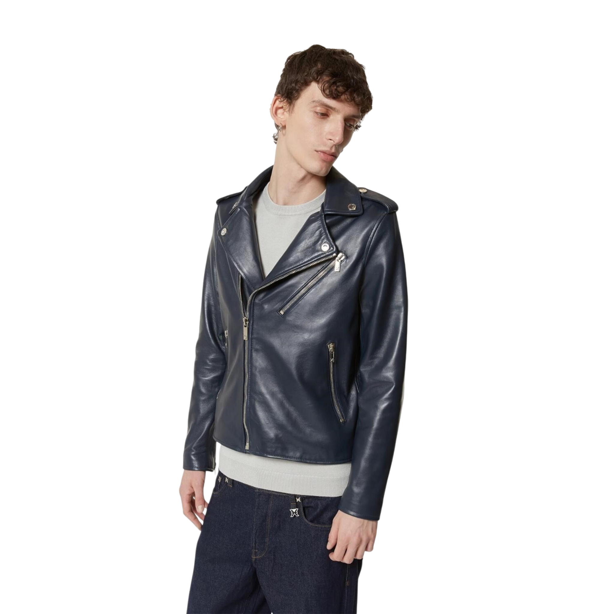 Dunkelblaue Bikerjacke