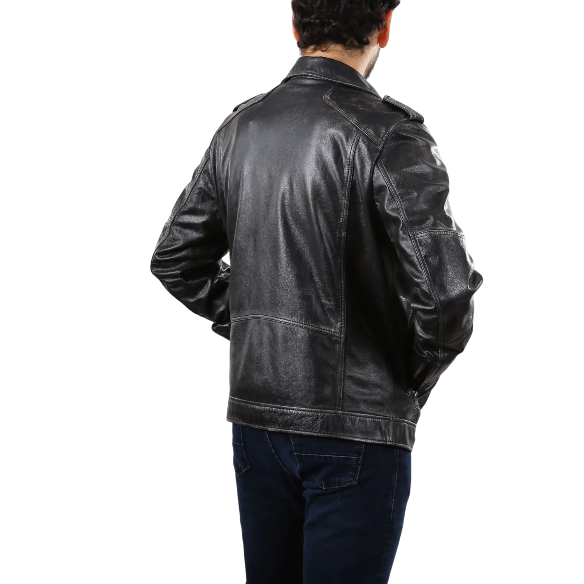 Men's Real Leather Moto Biker Jacket