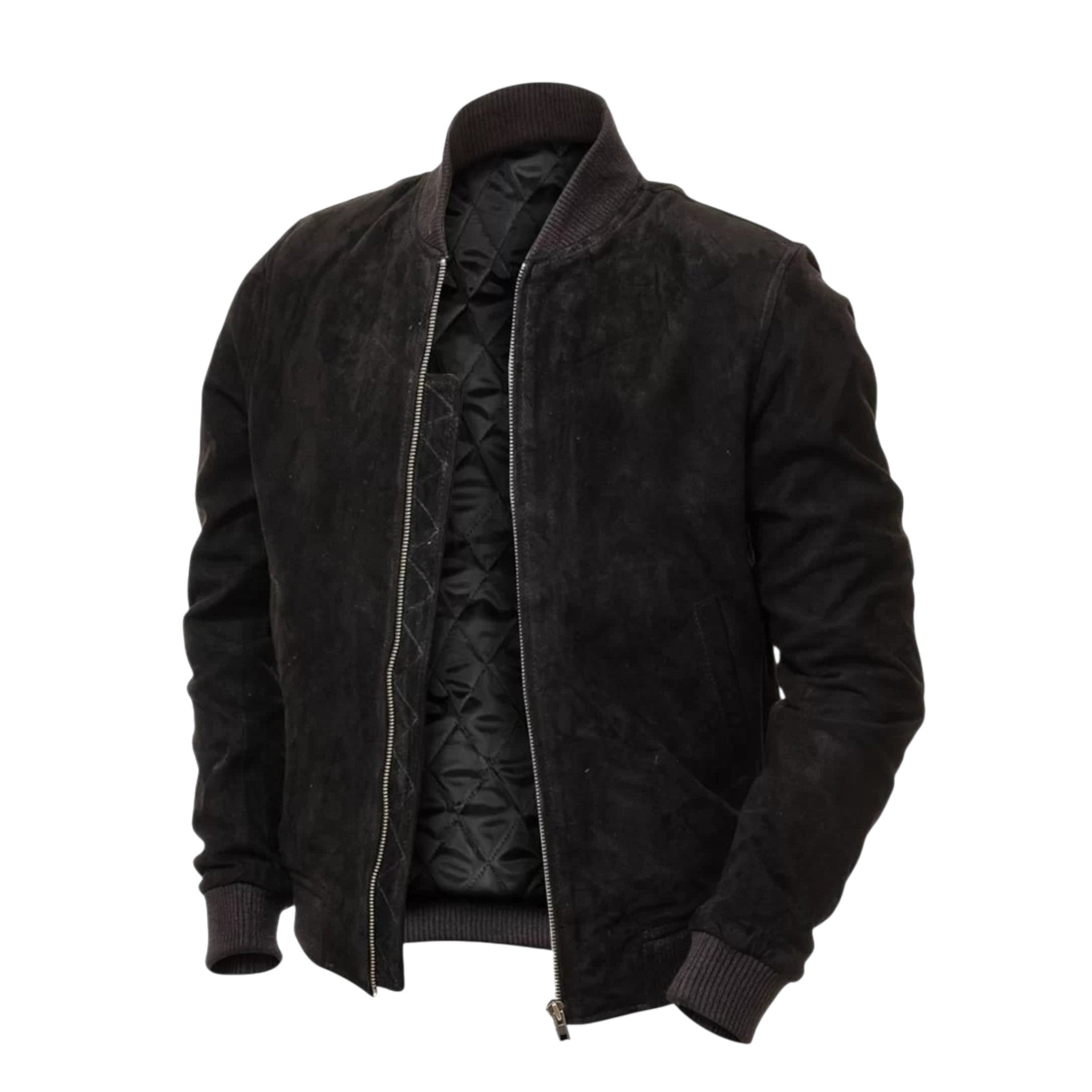 Men’s Tan Suede Leather Bomber Jacket