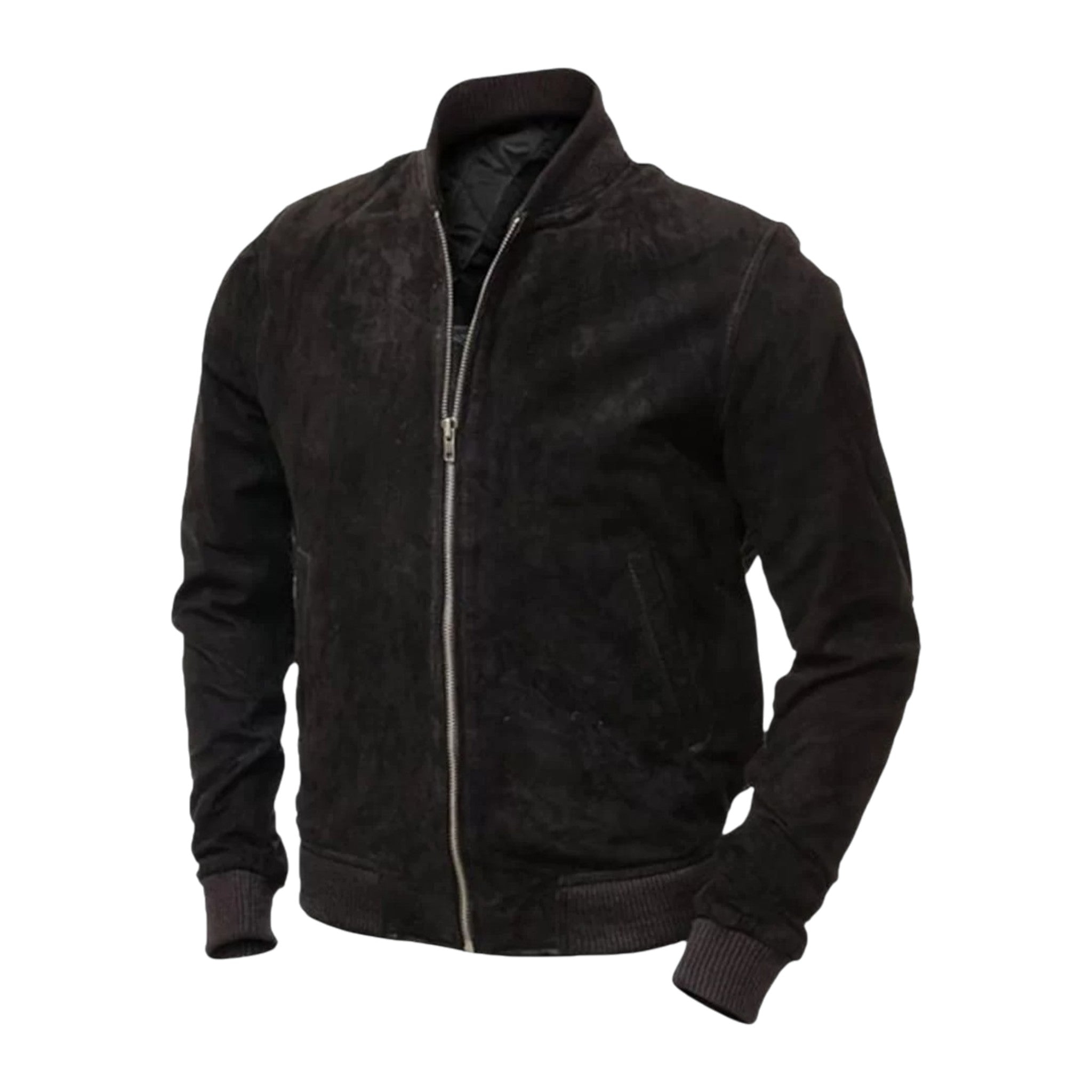 Men’s Tan Suede Leather Bomber Jacket