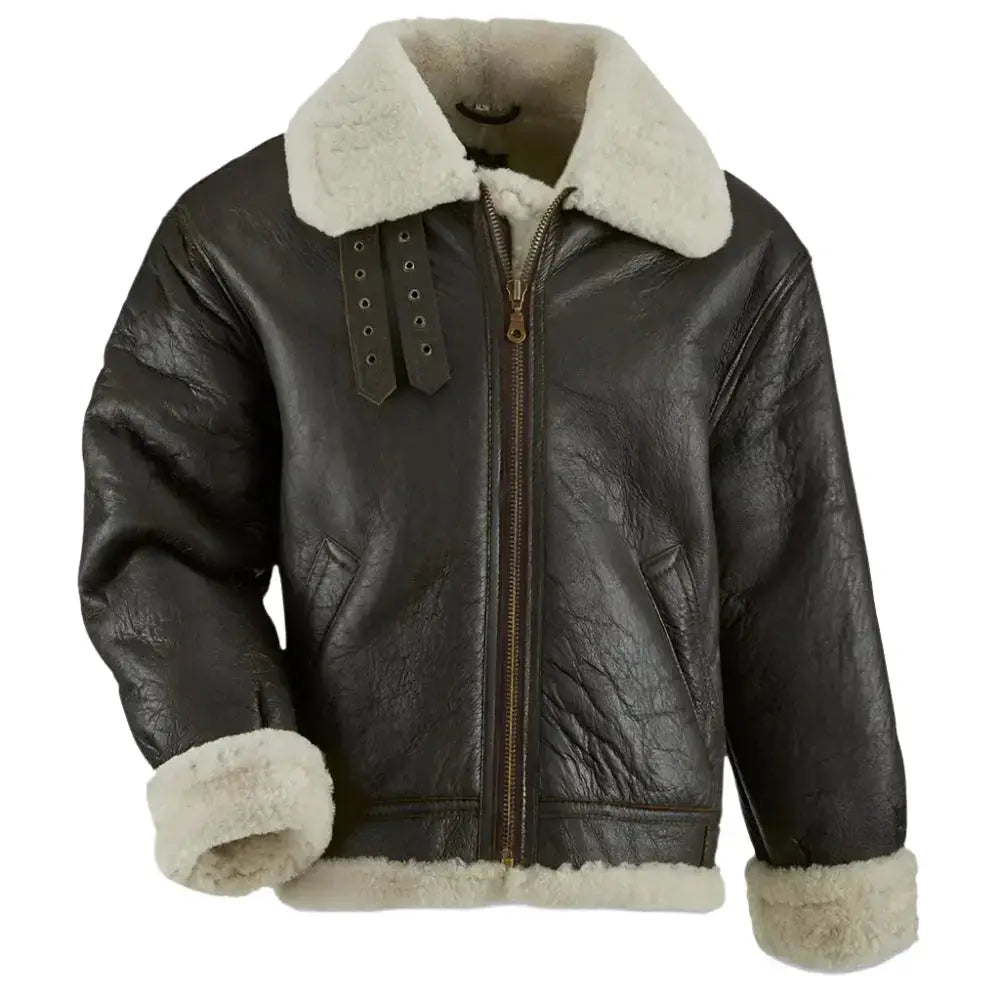 Men’s U.S. military WW2 sheepskin B3 flight jacket with classic aviator styling