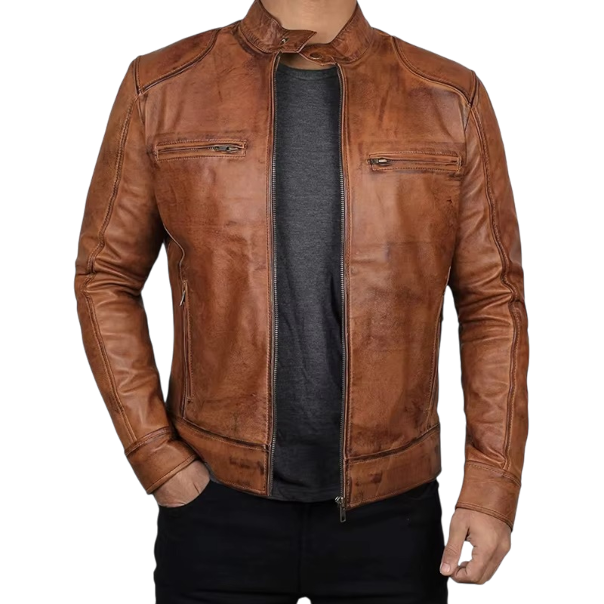 Veste tendance marron et noire