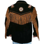 Western Leather Jacket with Fringes and Beads - Riders Republic UK
