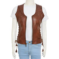 Womens Brown Leather Vest - Riders Republic UK
