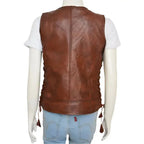 Womens Brown Leather Vest - Riders Republic UK