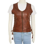 Womens Brown Leather Vest - Riders Republic UK