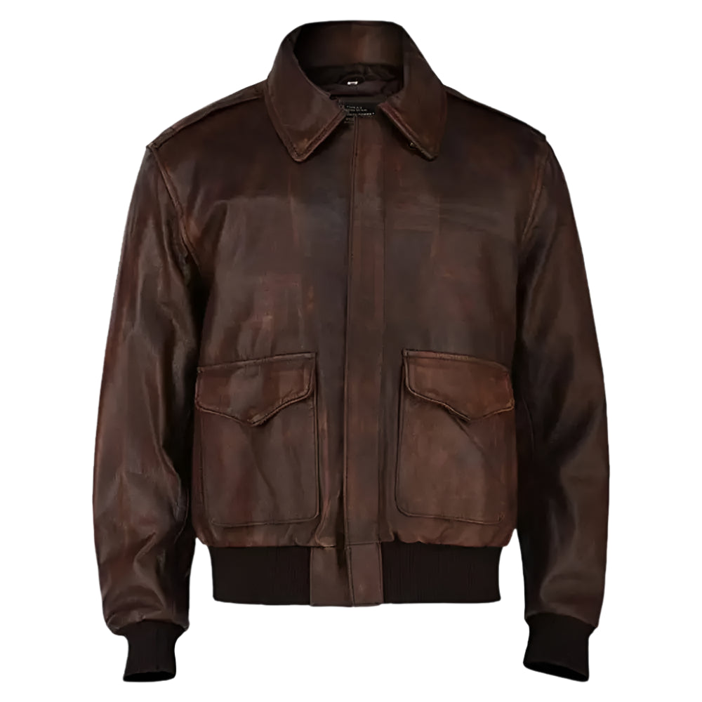 Aviator Brown WWII Bomber Leather Jacket - Riders Republic UK