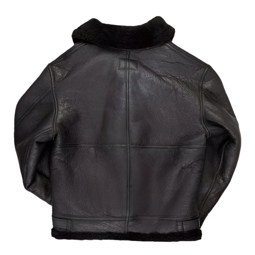 B-3 Black Hooded Leather Bomber Jacket - Riders Republic UK