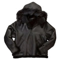 B-3 Black Hooded Leather Bomber Jacket - Riders Republic UK