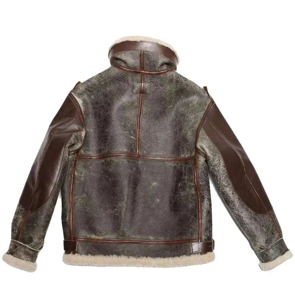 B-3 Leather Bomber Jacket 100 Missions Aviator Jacket - Riders Republic UK