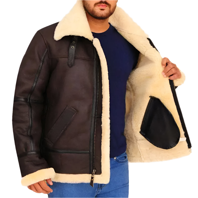 B3 Bomber Aviator Shearling Leather Jacket - Riders Republic UK