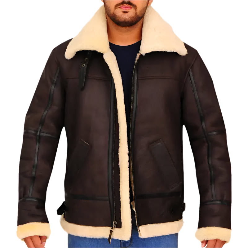 B3 Bomber Aviator Shearling Leather Jacket - Riders Republic UK