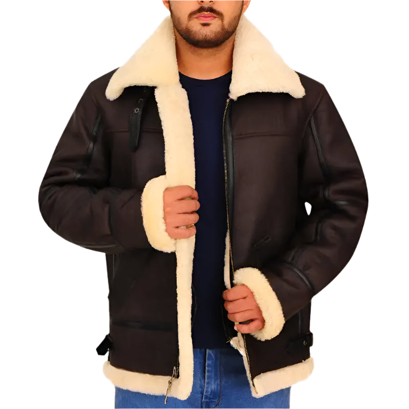 B3 Bomber Aviator Shearling Leather Jacket - Riders Republic UK