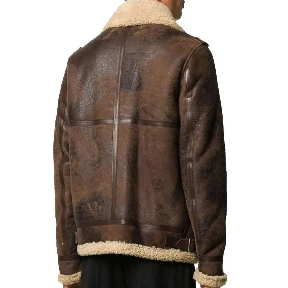 B3 Vintage Shearling Bomber Leather Jacket - Riders Republic UK