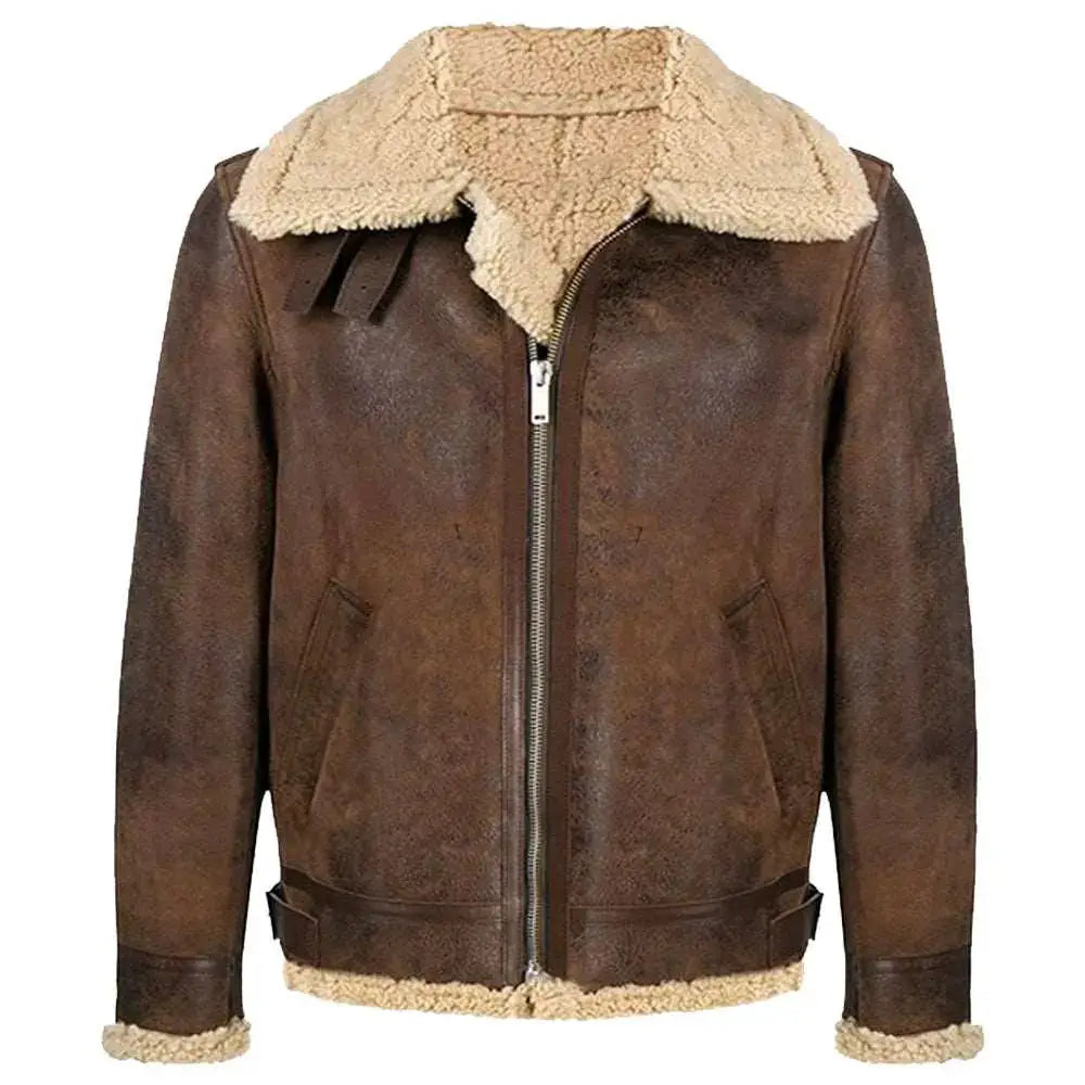 B3 Vintage Shearling Bomber Leather Jacket - Riders Republic UK