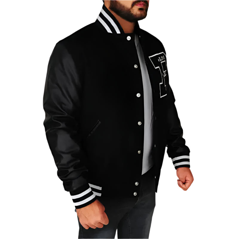 BBC Letterman Black Varsity Jacket - Riders Republic UK