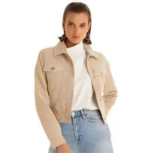 Beige Women’s Suede Western Jacket - Riders Republic UK