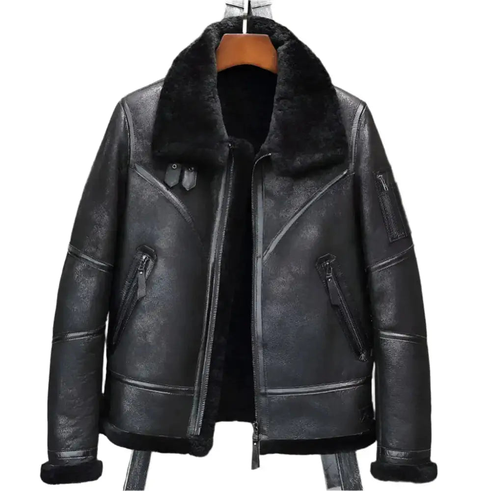 Black B3 Shearling Aviator Jacket - Riders Republic UK