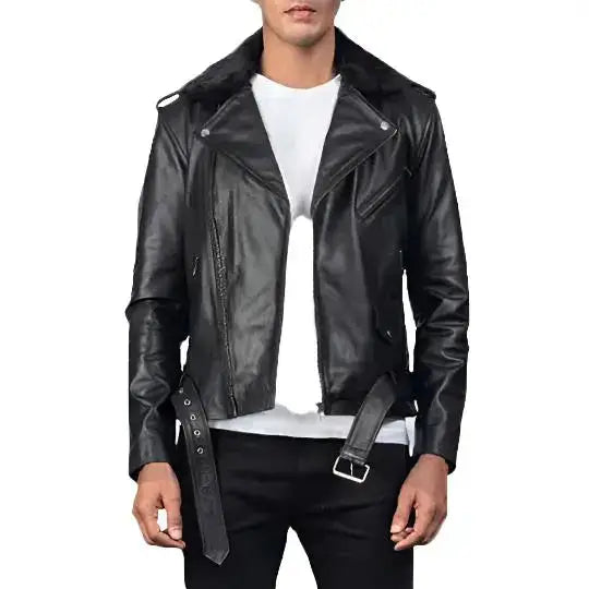 Black Leather Biker Jacket - Riders Republic UK