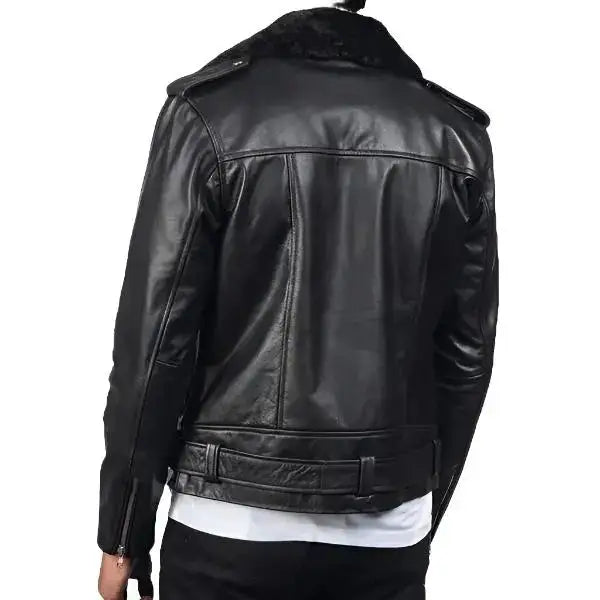 Black Leather Biker Jacket - Riders Republic UK