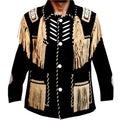 Black Western Leather Jacket with Fringes and Beads - Riders Republic UK
