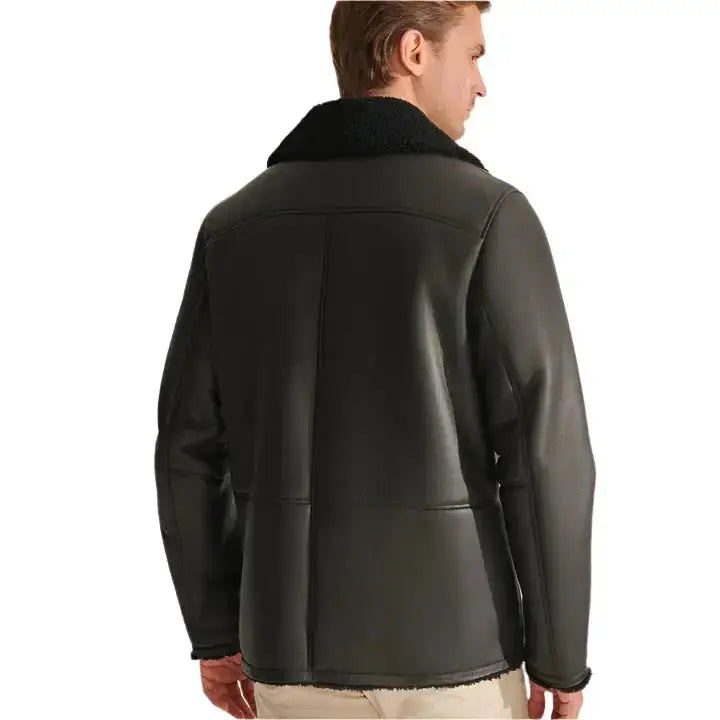 Black Flying Sheepskin Aviator Jacket - Riders Republic UK