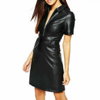 Black Genuine Leather Mini Dress - Riders Republic UK