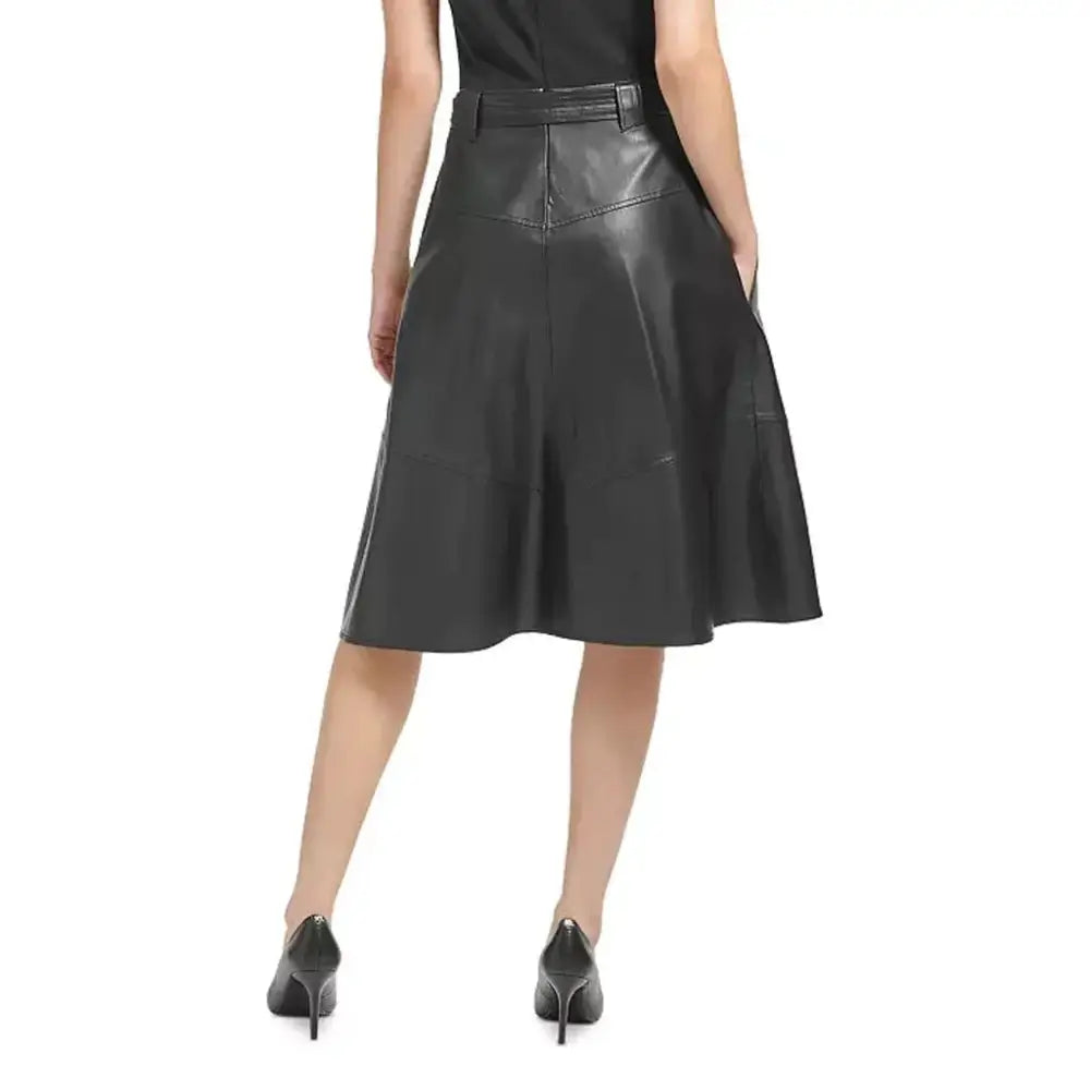 Black Leather A Line Skirt Womens - Riders Republic UK