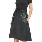 Black Leather A Line Skirt Womens - Riders Republic UK