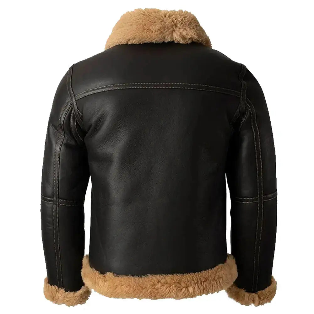 Black Leather B3 Shearling Aviator Jacket for Women - Riders Republic UK