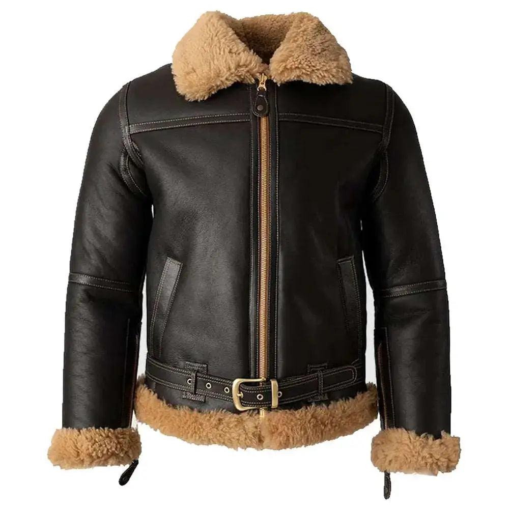 Black Leather B3 Shearling Aviator Jacket for Women - Riders Republic UK