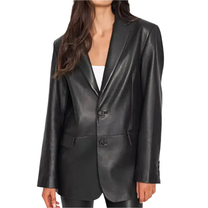 Black Leather Blazer Women - Riders Republic UK