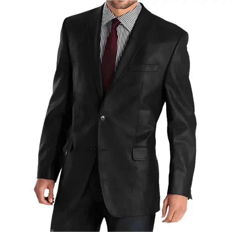 Black Leather Two Button Blazer Coat for Men - Riders Republic UK